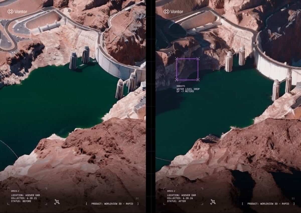 Изменение уровня воды в плотине Гувера / © Vantor