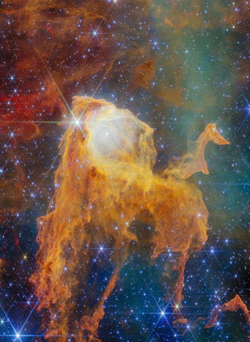 Кометная глобула в туманности Киля / © ESA / Webb, NASA & CSA, M. Reiter. Acknowledgements: M. H. Özsaraç