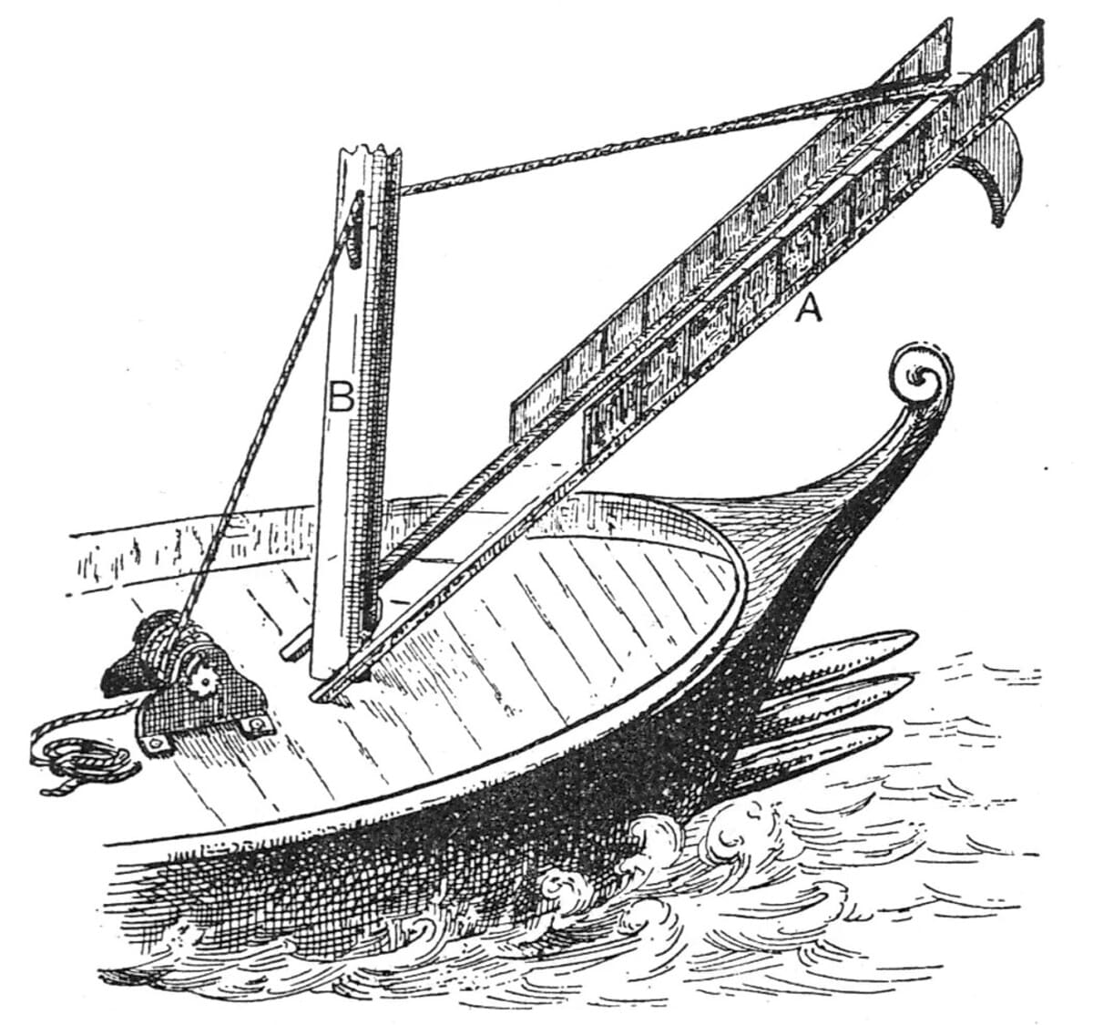 Специальный абордажный мост — corvus («ворон») / © Wikimedia Commons