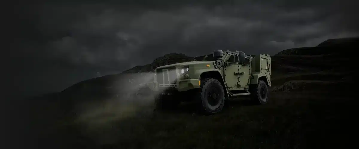 eJLTV на промоиллюстрации к выставке Eurosatory в июне 2026 года. Изображение не документирует британский показ / © Oshkosh Defense