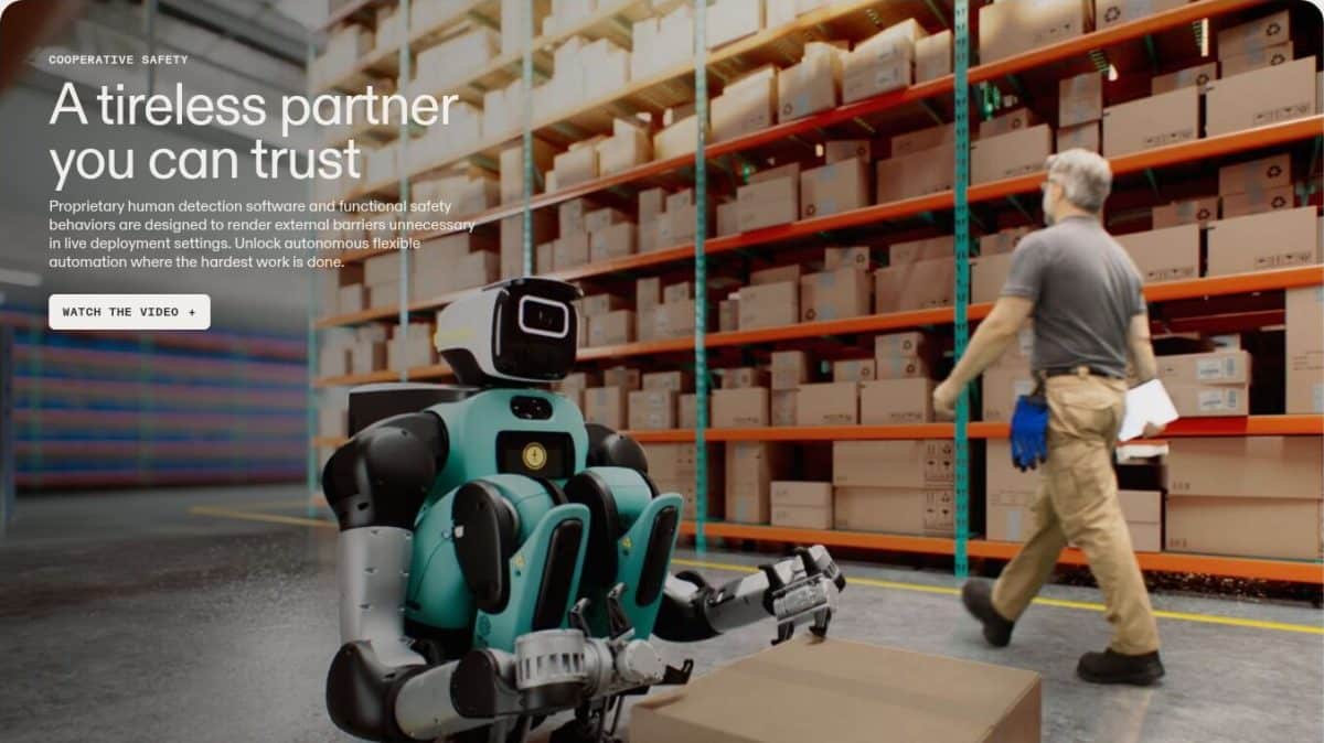 Digit 5 рядом с сотрудником на складе / © Agility Robotics