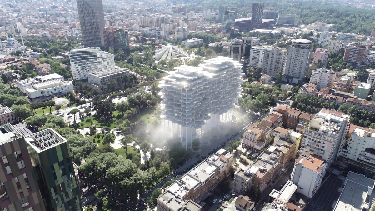 Проект здания Tirana Fountain Tower / © BIG