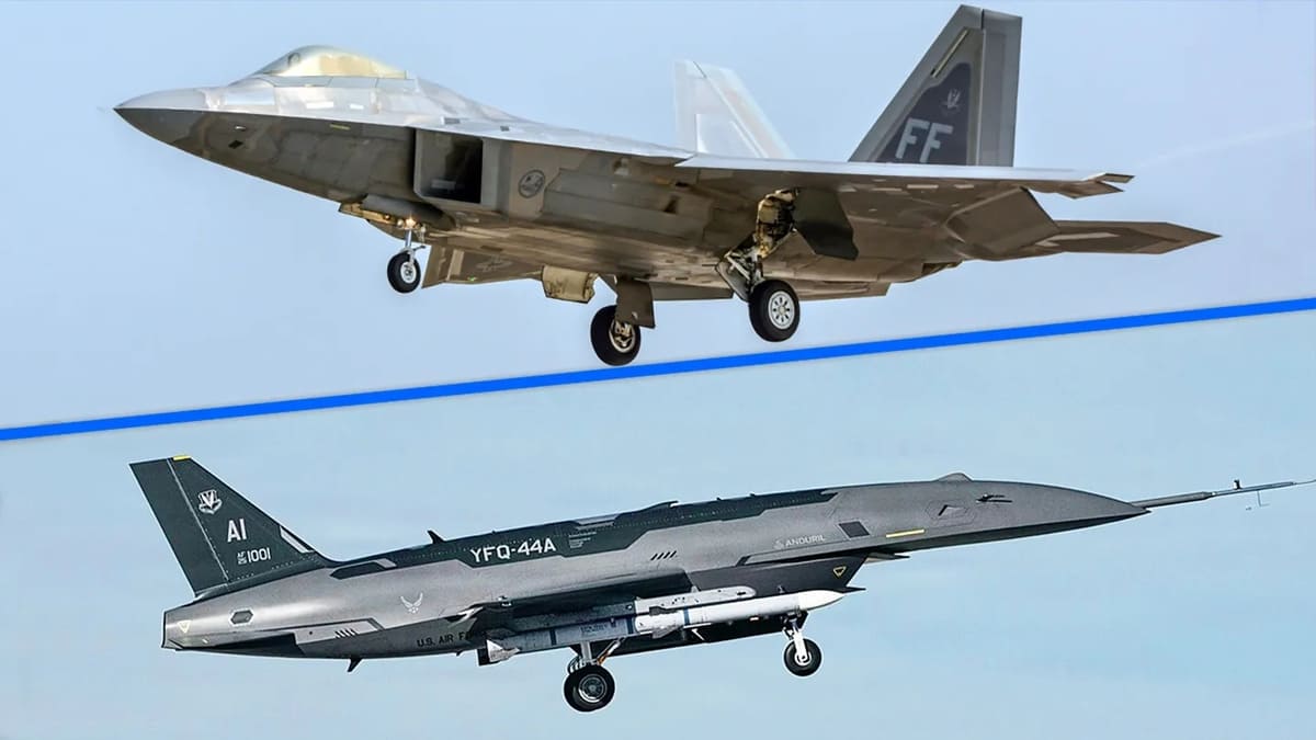 F-22 Raptor (сверху) и YFQ-44A Fury (снизу) / © Anduril