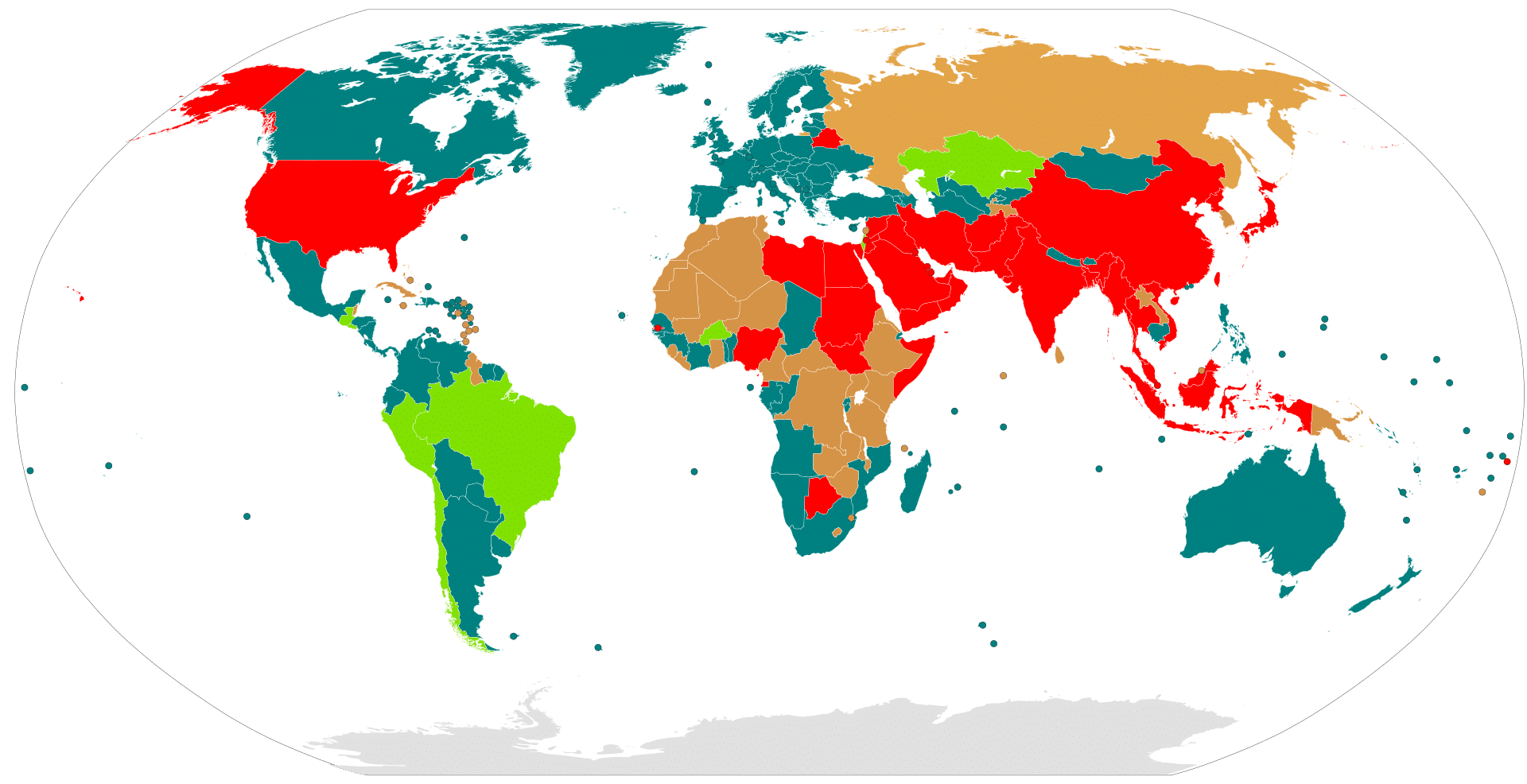Card countries. Развитые страны на карте.